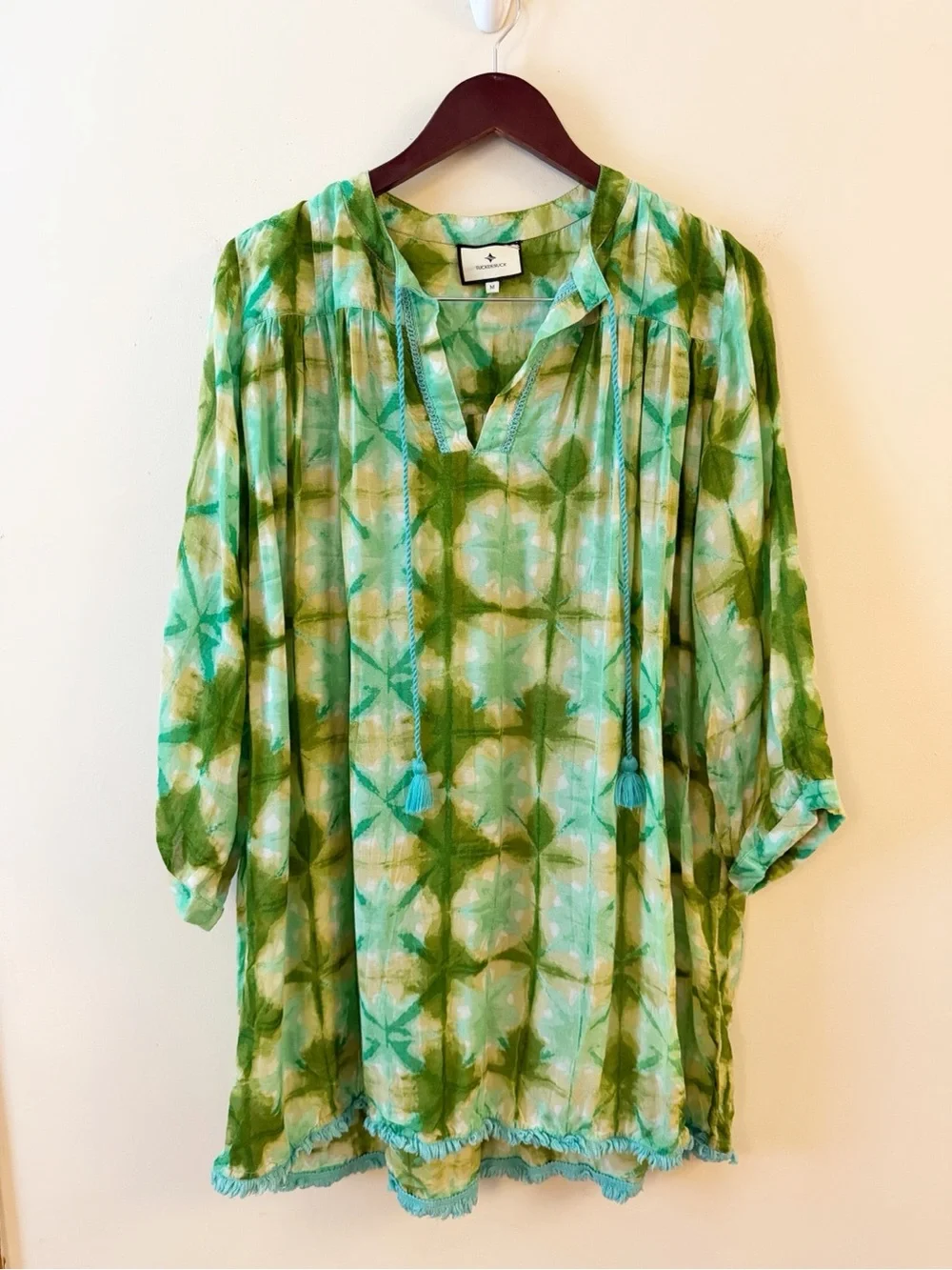 Tuckernuck Seafoam Medallion Bondi Coverup Caftan Size Medium Blue Green